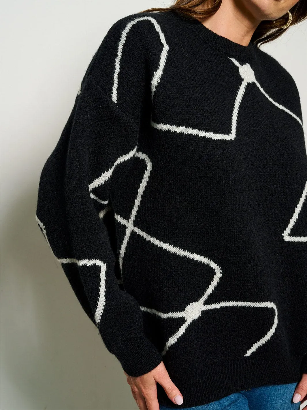 WOMEN'S LONG SLEEVE PRINTED PULLOVER SWEATER