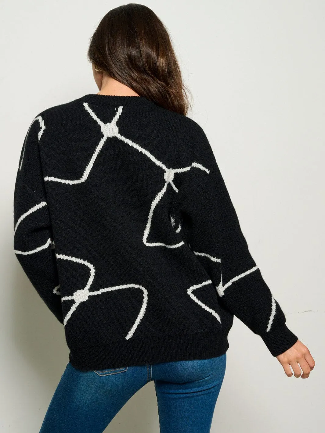 WOMEN'S LONG SLEEVE PRINTED PULLOVER SWEATER