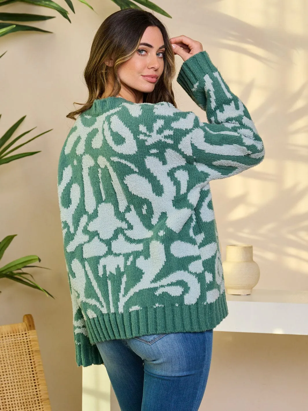 WOMEN'S LONG SLEEVE PULLOVER PRINTED SWEATER