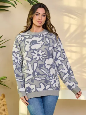 WOMEN'S LONG SLEEVE PULLOVER PRINTED SWEATER