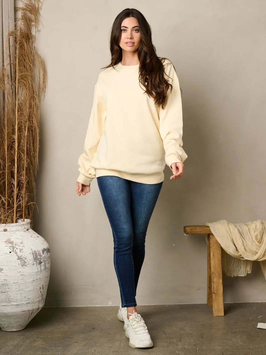 WOMEN'S LONG SLEEVE SOLID PULLOVER SWEATER