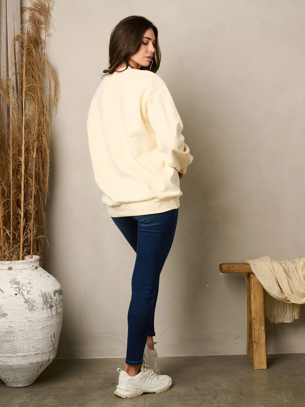 WOMEN'S LONG SLEEVE SOLID PULLOVER SWEATER