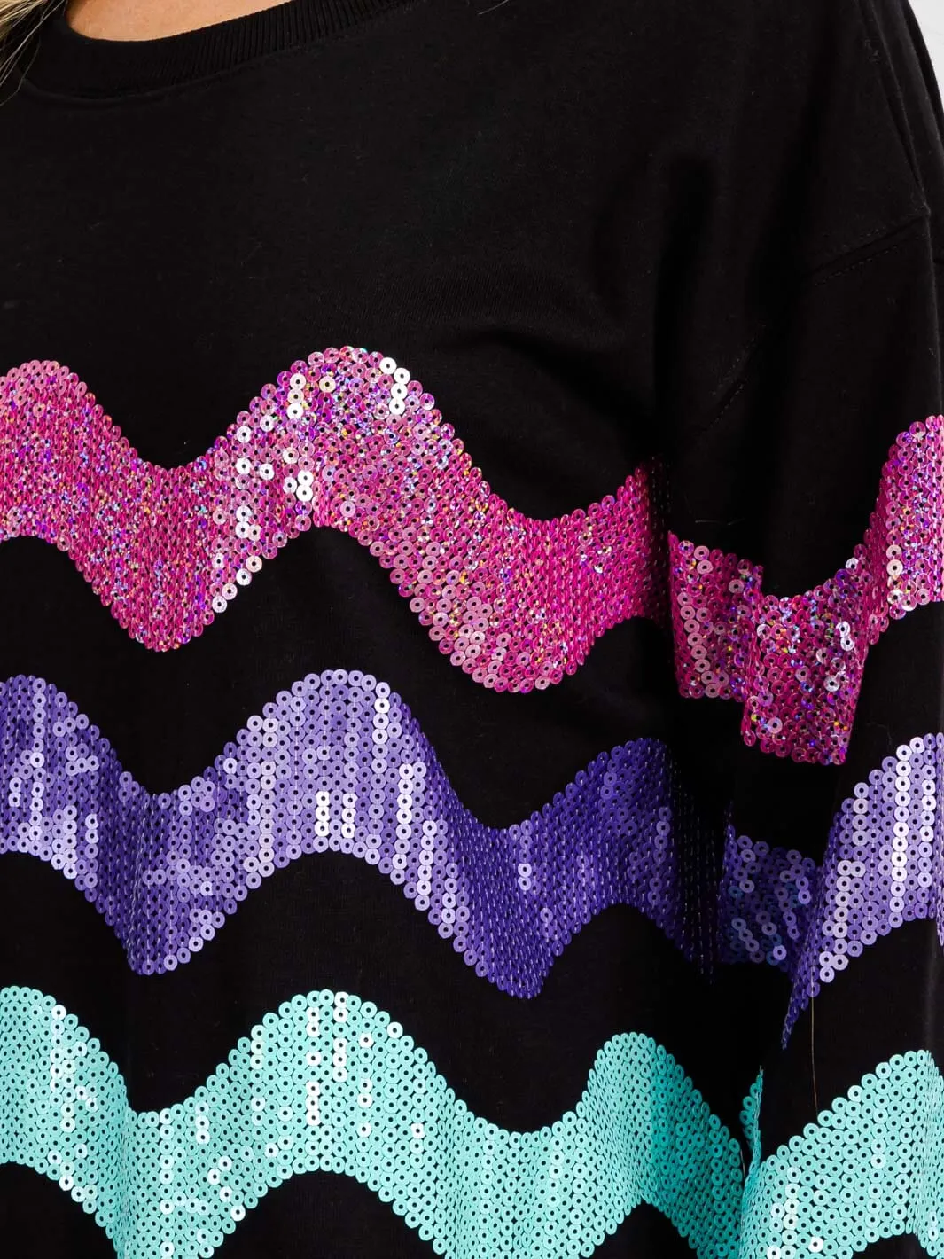 WOMEN'S LONG SLEEVE STRIPES COLORBLOCK PULLOVER SEQUINS SWEATER