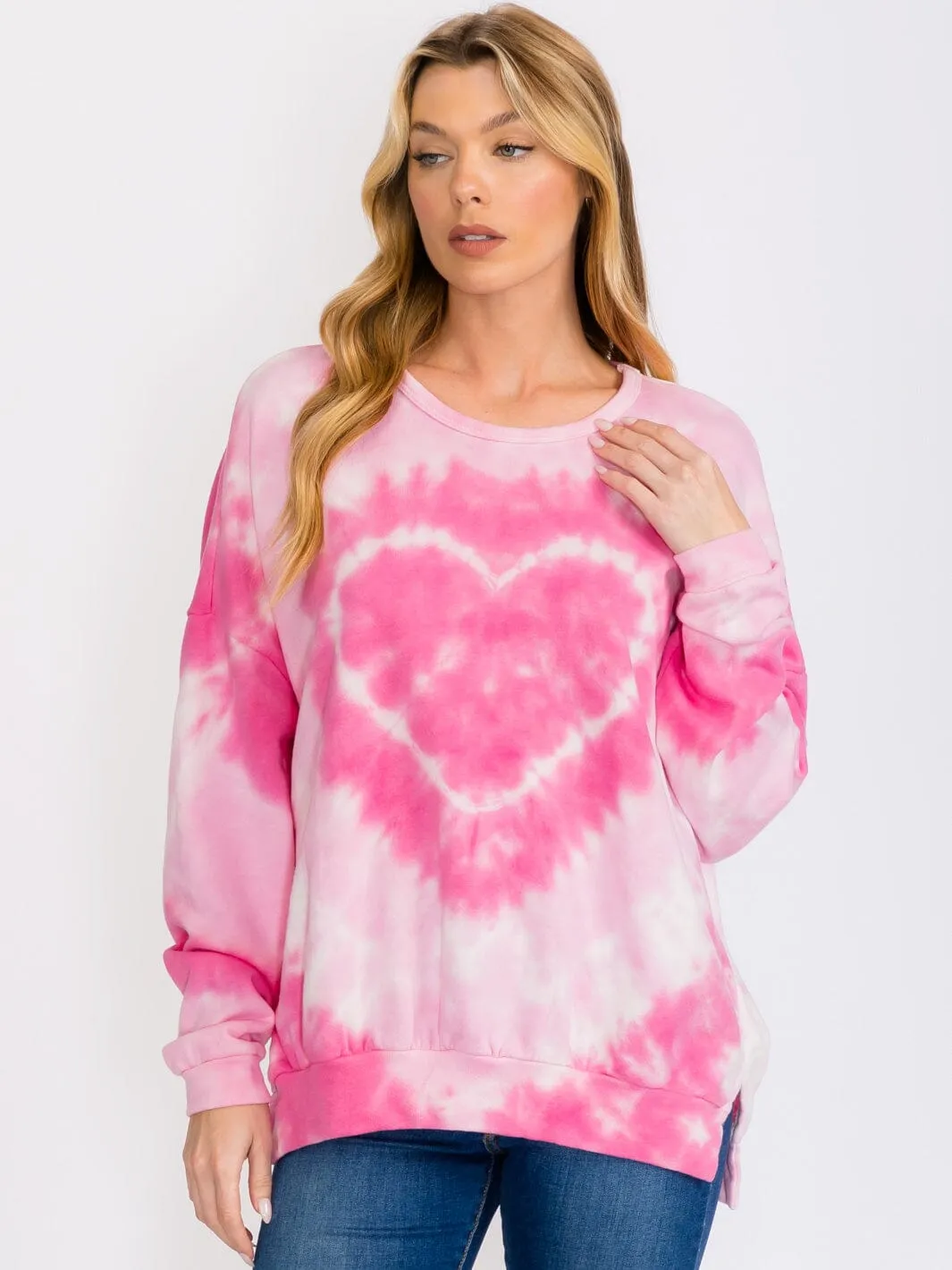 WOMEN'S LONG SLEEVES TIE DYE COLORBLOCK PULLOVER SWEATER