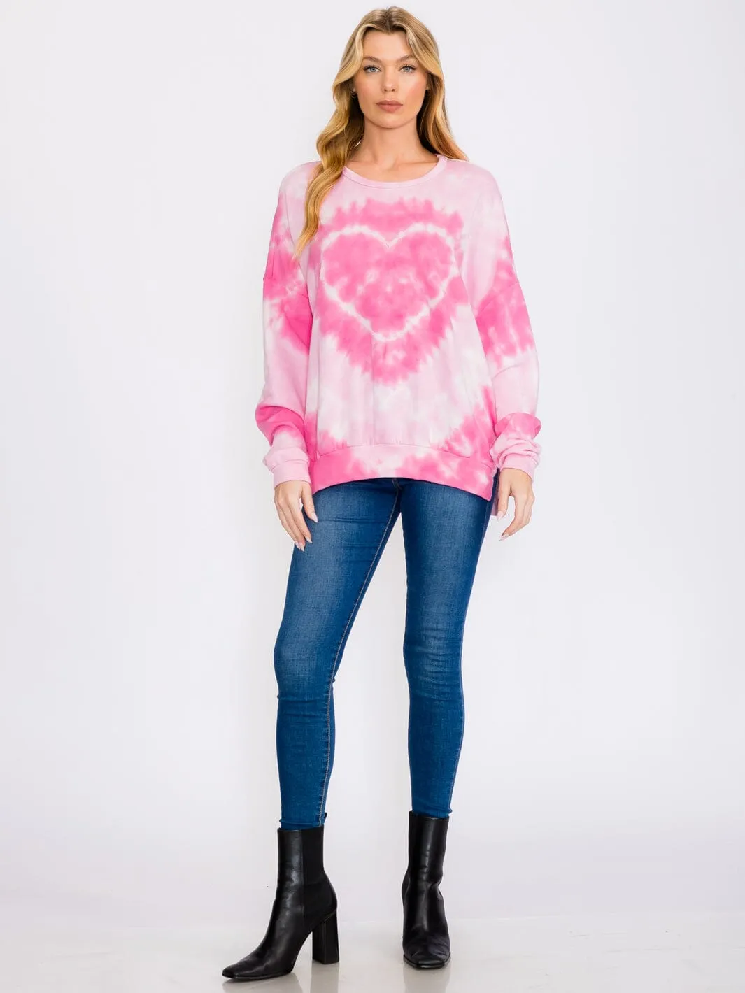 WOMEN'S LONG SLEEVES TIE DYE COLORBLOCK PULLOVER SWEATER