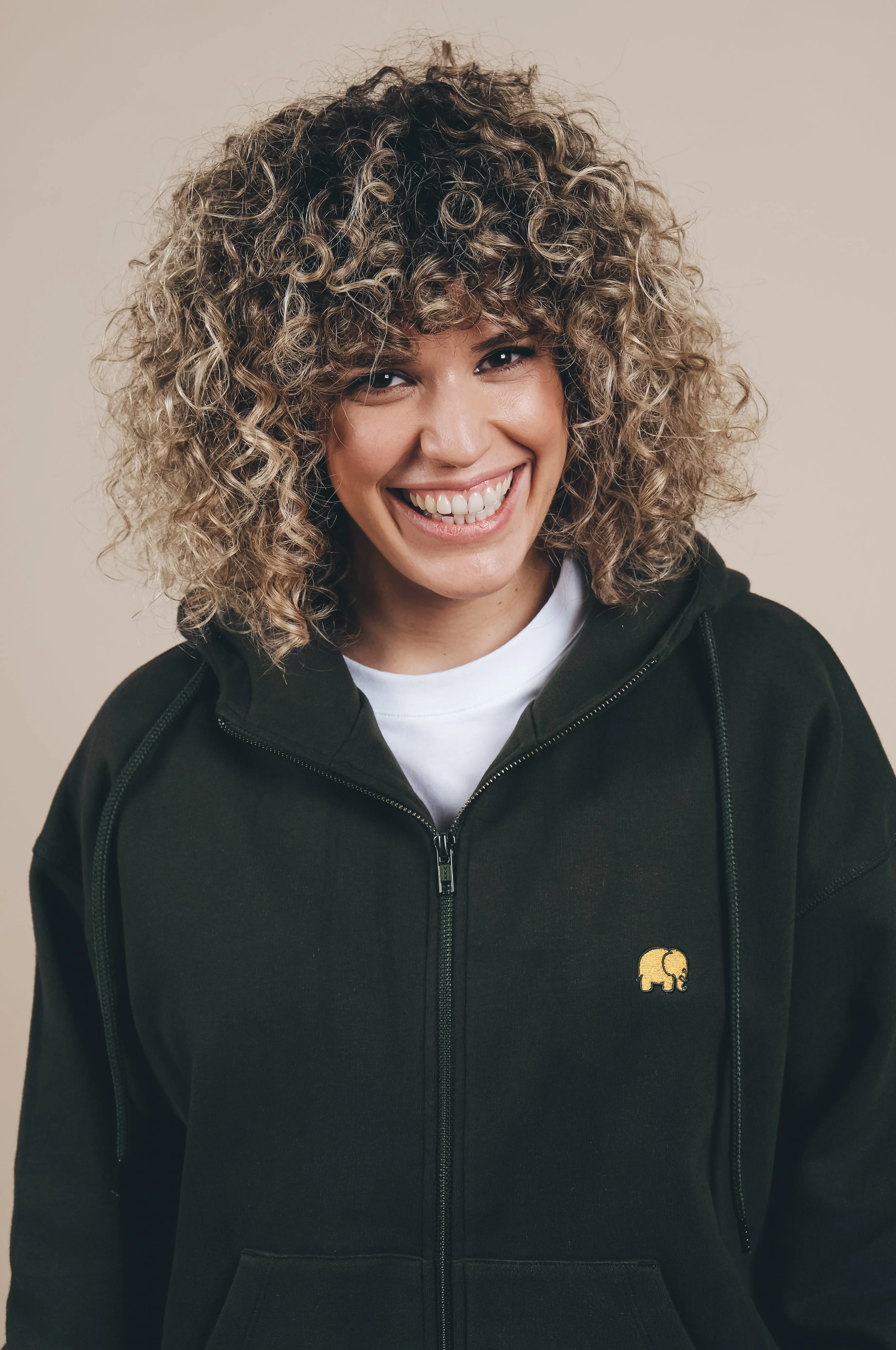Women's Organic Essential Oversized Zip Hoodie Scarab Green