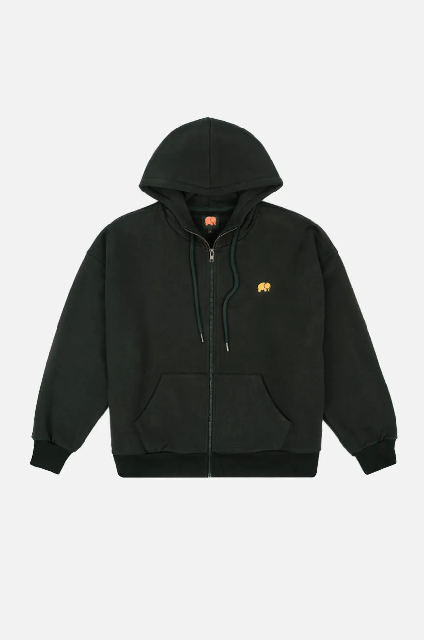 Women's Organic Essential Oversized Zip Hoodie Scarab Green
