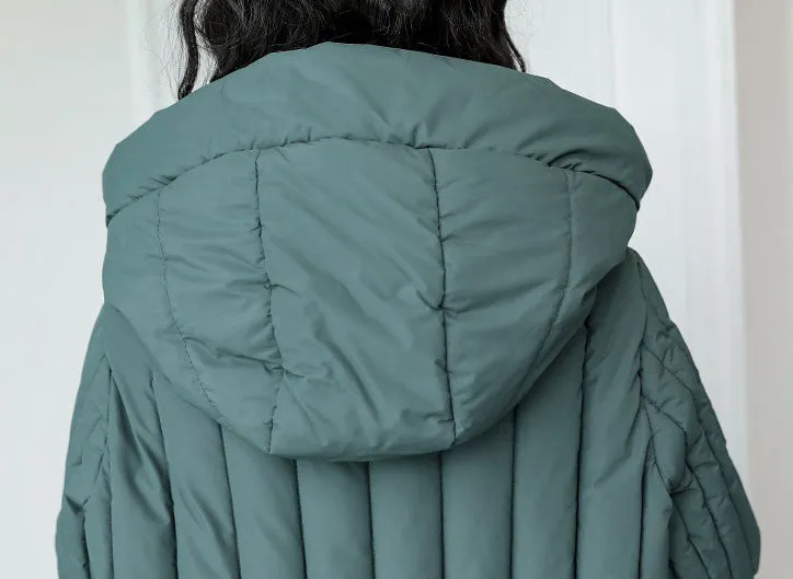 Women's Padded Solid Puffer Coat with Calf-Length and Button Front