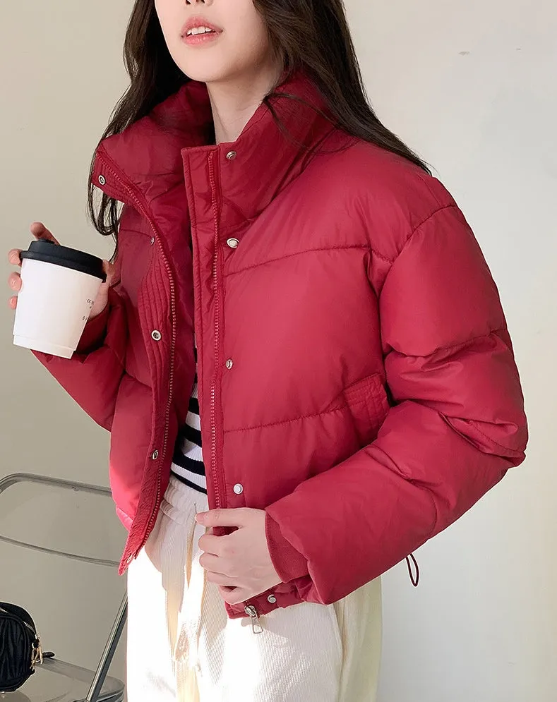 Women's Stain-Resistant Quilted Puffer Jacket with Full Zip