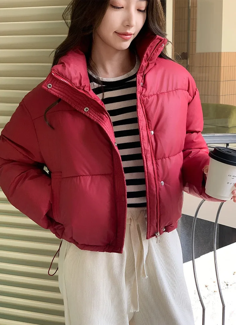 Women's Stain-Resistant Quilted Puffer Jacket with Full Zip