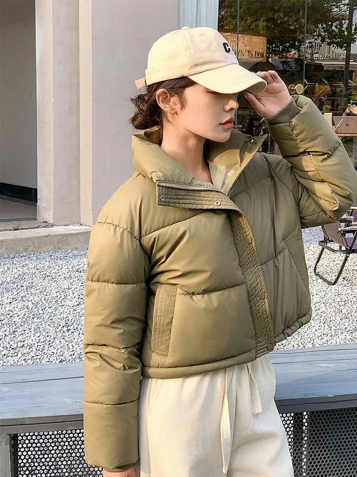 Women's Stain-Resistant Quilted Puffer Jacket with Full Zip