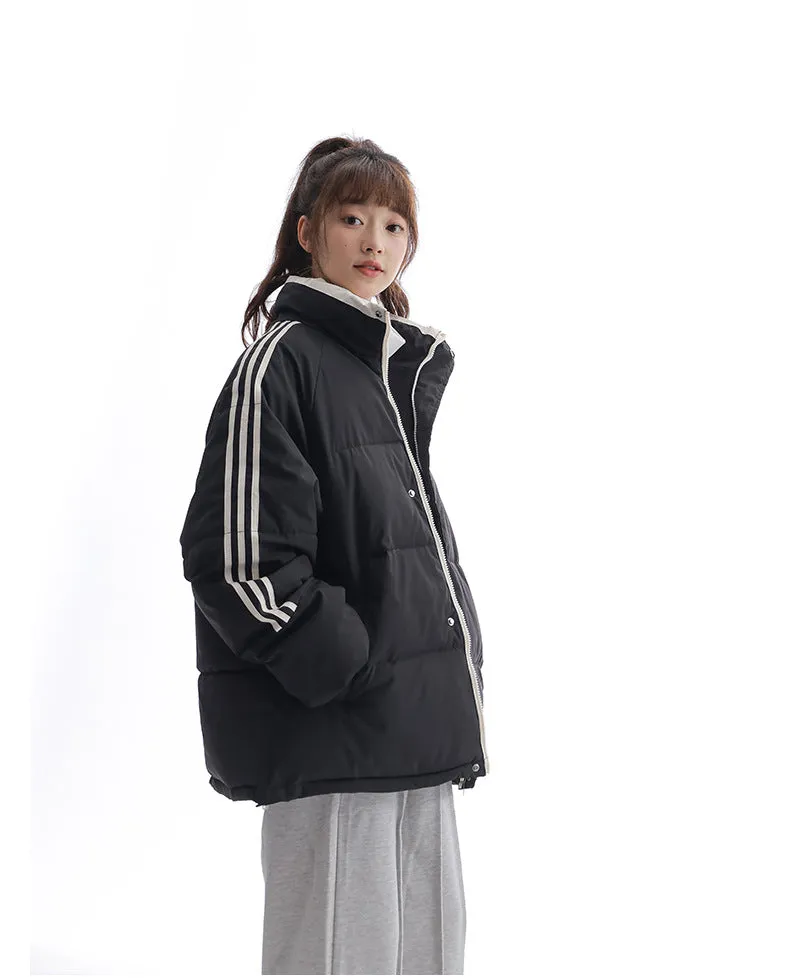 Women's Windproof Zip Up Puffer Jacket with Slash Pockets