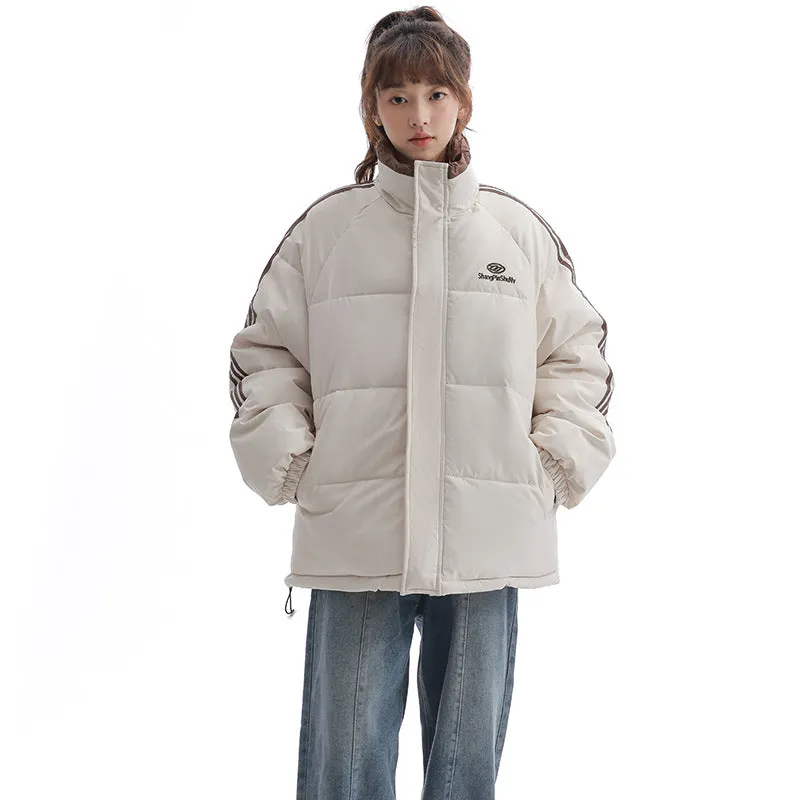 Women's Windproof Zip Up Puffer Jacket with Slash Pockets