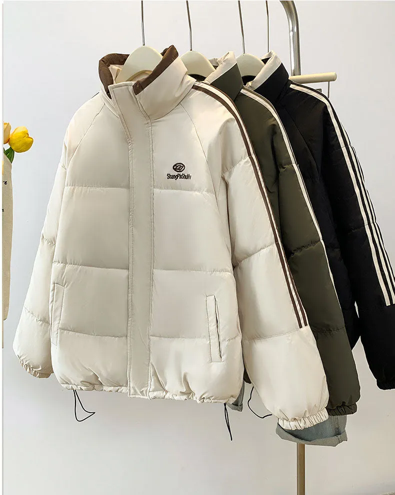 Women's Windproof Zip Up Puffer Jacket with Slash Pockets