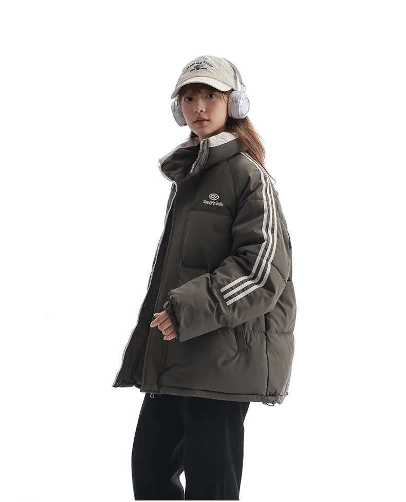 Women's Windproof Zip Up Puffer Jacket with Slash Pockets