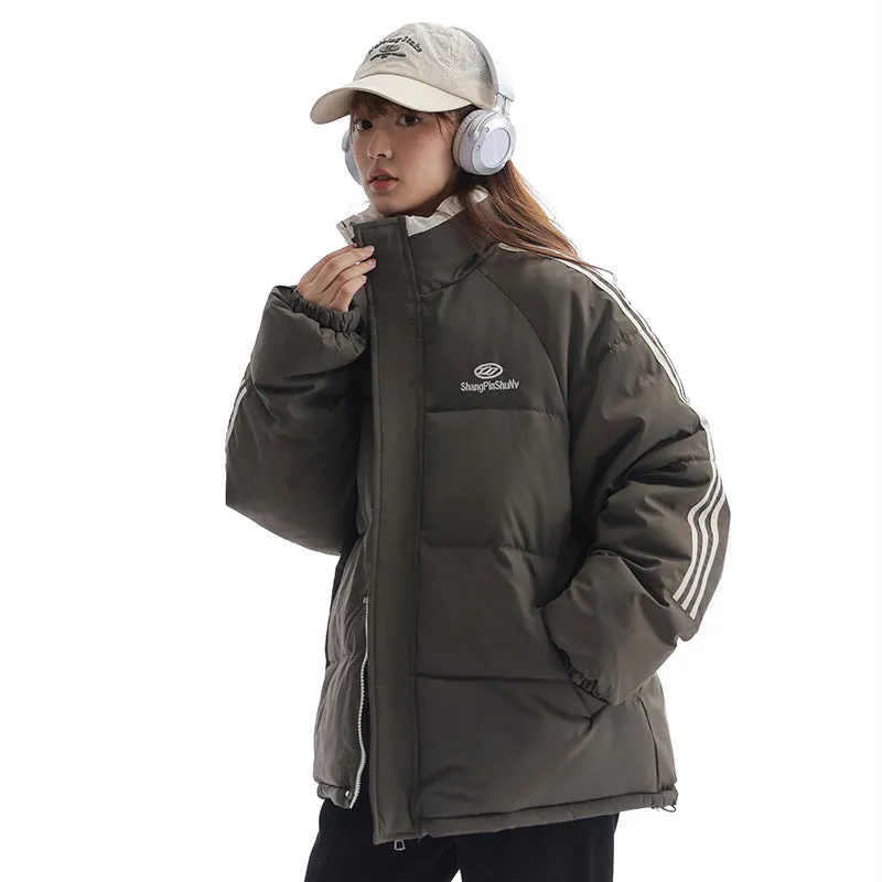 Women's Windproof Zip Up Puffer Jacket with Slash Pockets