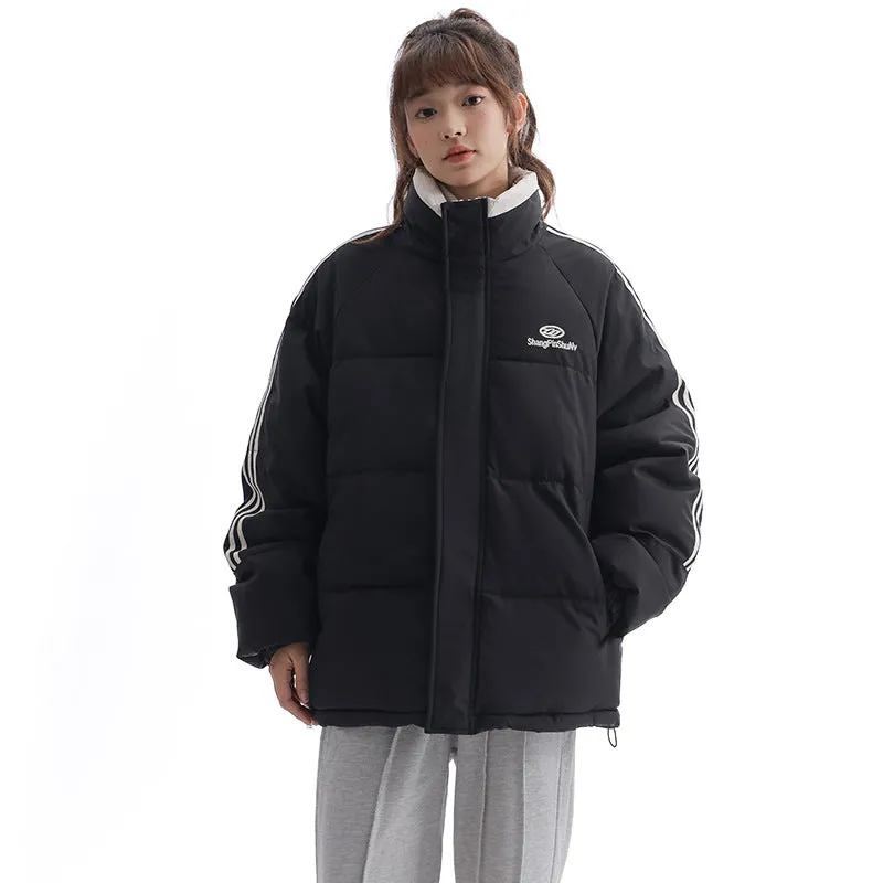 Women's Windproof Zip Up Puffer Jacket with Slash Pockets