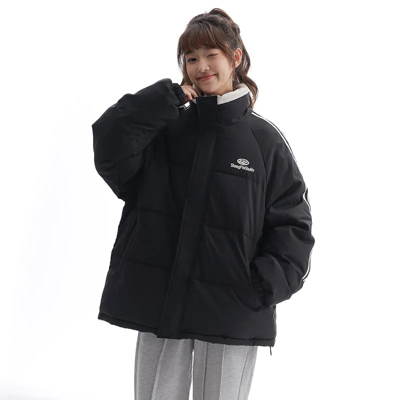 Women's Windproof Zip Up Puffer Jacket with Slash Pockets