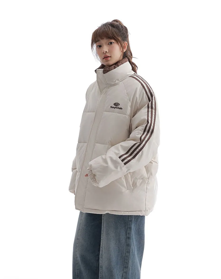 Women's Windproof Zip Up Puffer Jacket with Slash Pockets