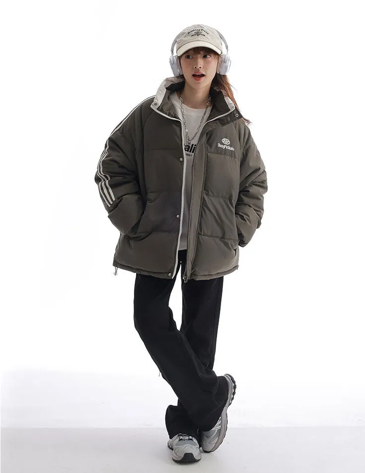 Women's Windproof Zip Up Puffer Jacket with Slash Pockets