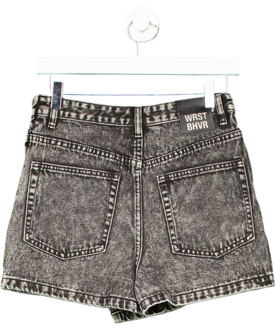 WRSTBHVR Black Lucy Denim Shorts UK S