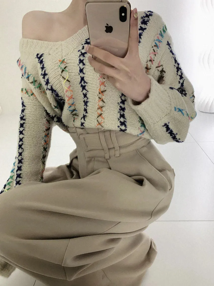 Y2K Striped Pullover