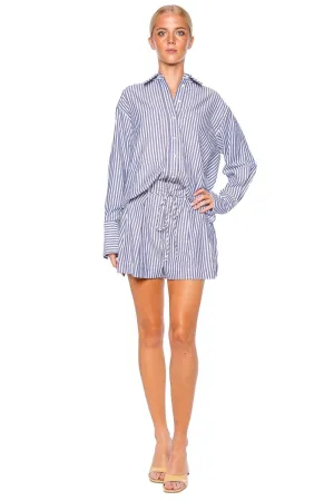 Yasmine Striped Chambray Belted Short