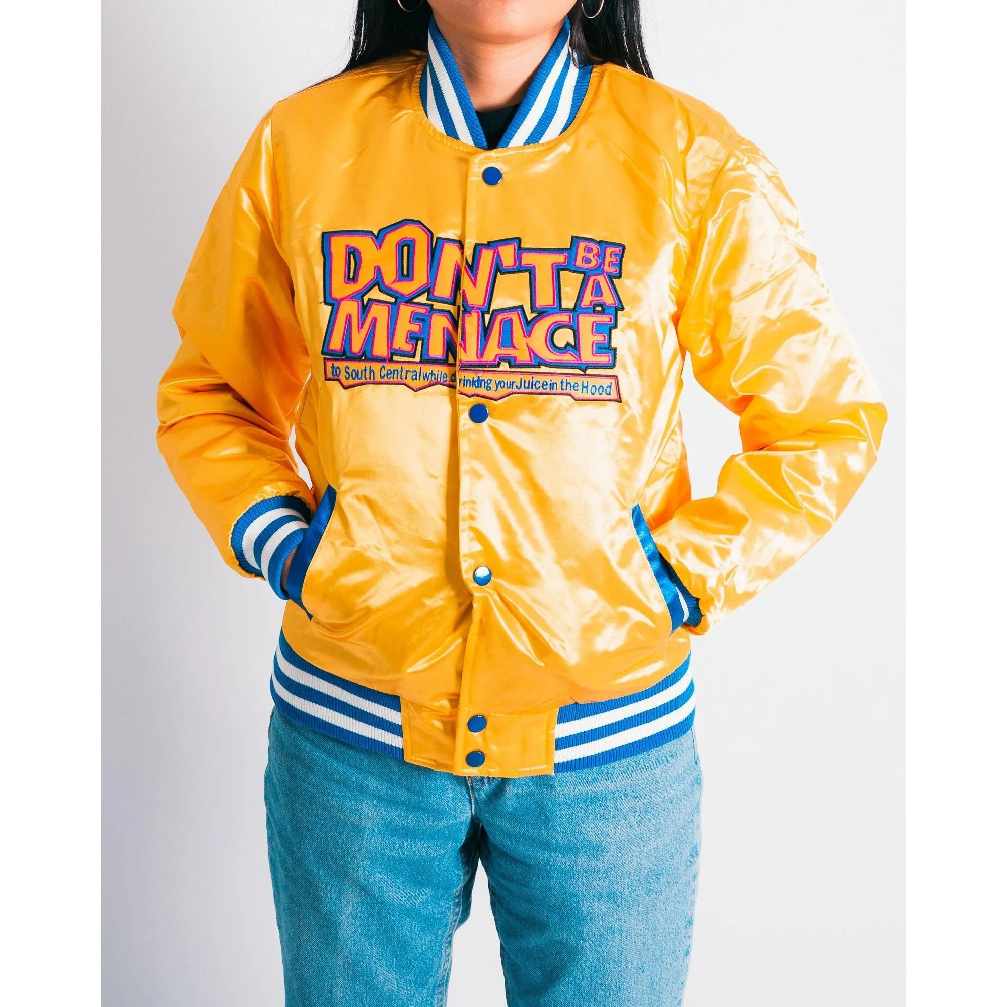 YOUTH DON'T BE A MENACE YELLOW SATIN JACKET