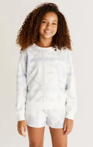 Z Supply Girls Noa Batik Sweatshirt - Lavender Ash