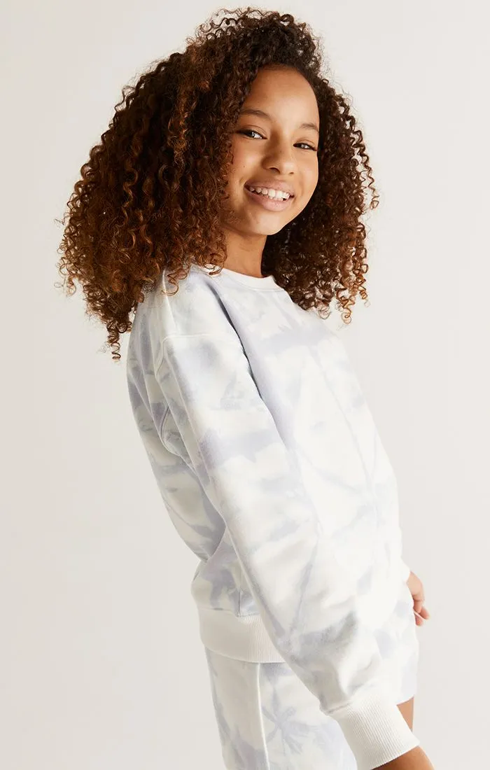 Z Supply Girls Noa Batik Sweatshirt - Lavender Ash