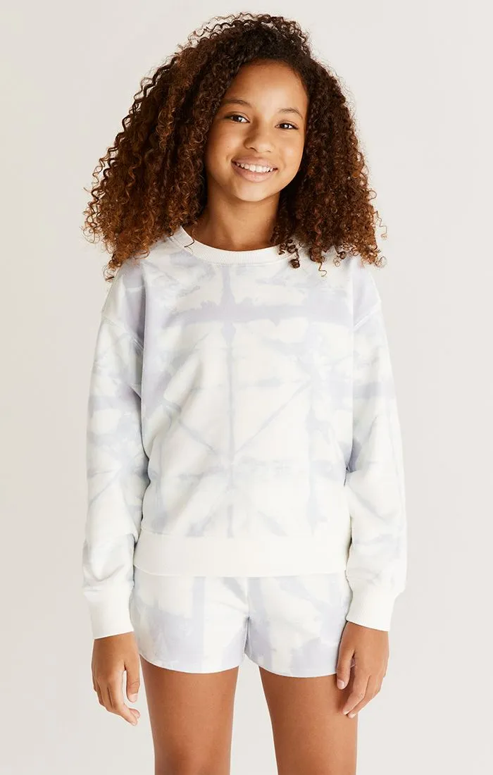 Z Supply Girls Noa Batik Sweatshirt - Lavender Ash