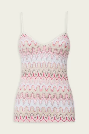 Zig-Zag Strappy Top in Pink Off-White