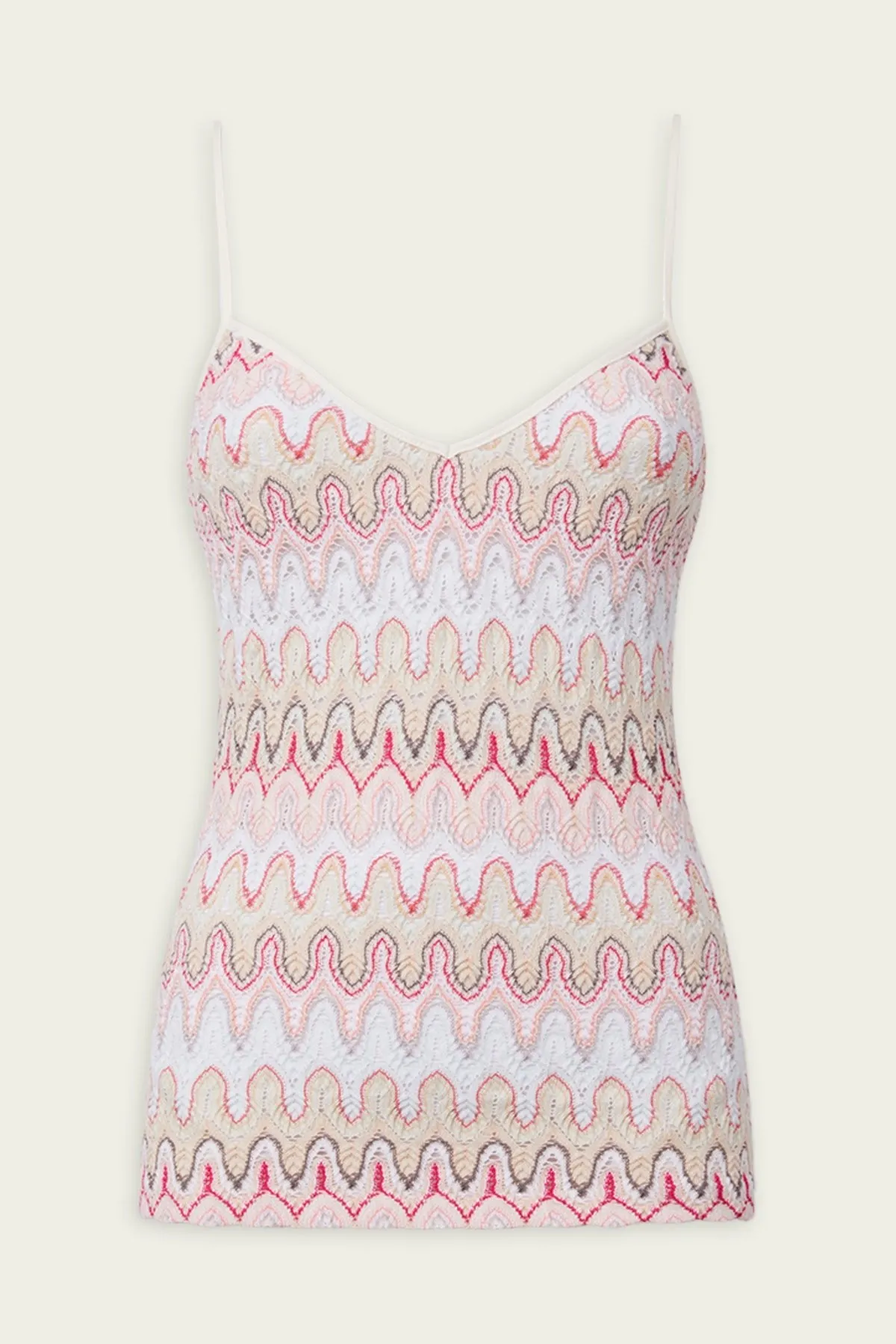 Zig-Zag Strappy Top in Pink Off-White