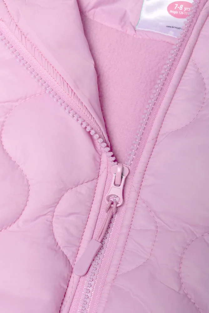 Zip Through Hooded Puffer Jacket Pink